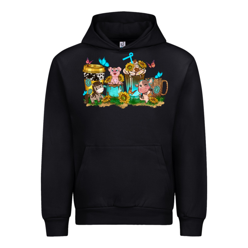 Farm Cute Animals With Sunflower Coffee Cups Urban Hoodie by NancyCooperArtShop | Teevron