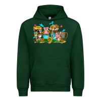 Forest Green farm cute animals with sunflower coffee cups Urban Hoodie - NancyCooperArtShop