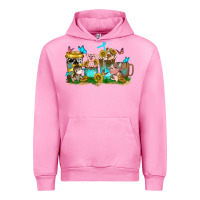 Fuchsia Pink farm cute animals with sunflower coffee cups Urban Hoodie - NancyCooperArtShop