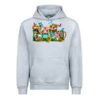 Heather Grey farm cute animals with sunflower coffee cups Urban Hoodie - NancyCooperArtShop