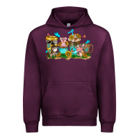 Mauve Wine farm cute animals with sunflower coffee cups Urban Hoodie - NancyCooperArtShop