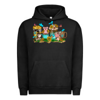 Pigment Black farm cute animals with sunflower coffee cups Urban Hoodie - NancyCooperArtShop
