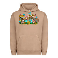 Pigment Burro farm cute animals with sunflower coffee cups Urban Hoodie - NancyCooperArtShop