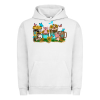 Pigment Lunar Rock farm cute animals with sunflower coffee cups Urban Hoodie - NancyCooperArtShop