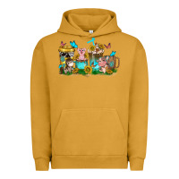 Pigment Peanut Butter farm cute animals with sunflower coffee cups Urban Hoodie - NancyCooperArtShop