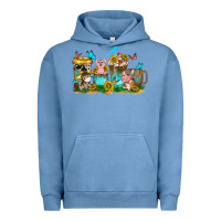 Pigment Pebble Blue farm cute animals with sunflower coffee cups Urban Hoodie - NancyCooperArtShop