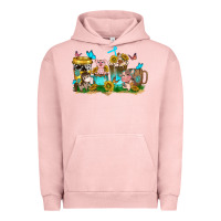 Pigment Salmon farm cute animals with sunflower coffee cups Urban Hoodie - NancyCooperArtShop