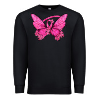 Black Breast Cancer Butterfly Premium Sweatshirt - texasbilliewilder
