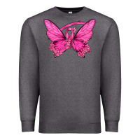 Charcoal Heather Breast Cancer Butterfly Premium Sweatshirt - texasbilliewilder