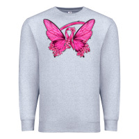 Heather Grey Breast Cancer Butterfly Premium Sweatshirt - texasbilliewilder