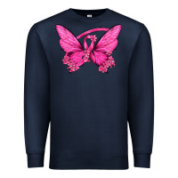 Navy Breast Cancer Butterfly Premium Sweatshirt - texasbilliewilder