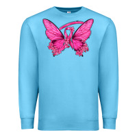 Ocean Blue Breast Cancer Butterfly Premium Sweatshirt - texasbilliewilder