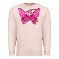 Pale Pink Breast Cancer Butterfly Premium Sweatshirt - texasbilliewilder
