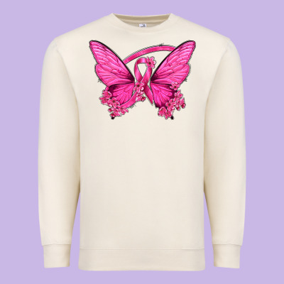 Breast Cancer Butterfly Premium Sweatshirt Designed By Texasbilliewilder