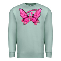 Seafoam Breast Cancer Butterfly Premium Sweatshirt - texasbilliewilder