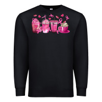 Black Breast Cancer Coffee Cups Premium Sweatshirt - texasbilliewilder