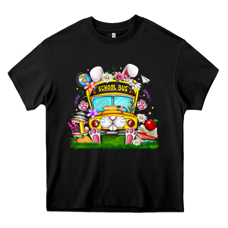 Easter School Bus Heavy Core Tee by CowhideDigitalArt | Teevron