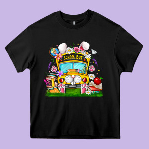 Easter School Bus Heavy Core Tee Designed By Cowhidedigitalart