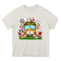 Cream Easter School Bus Heavy Core Tee - CowhideDigitalArt