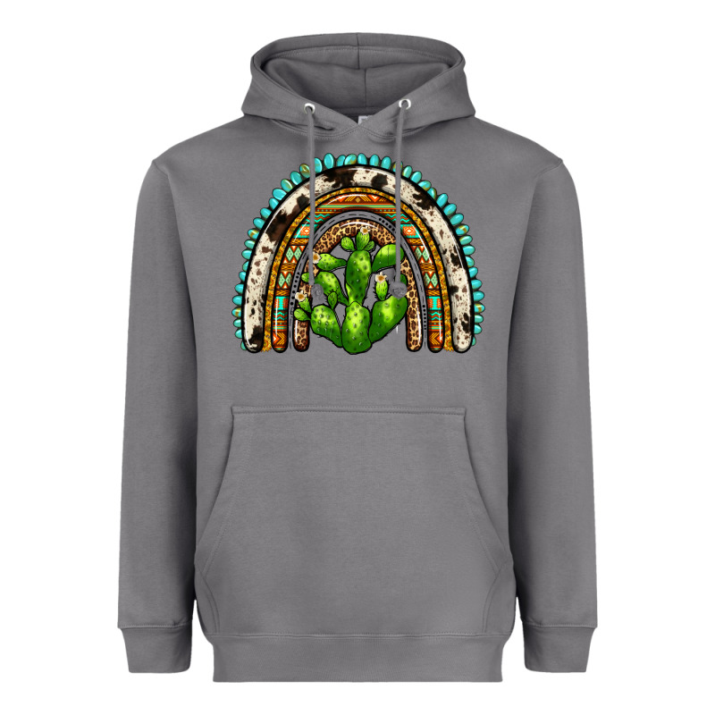 Western Cactus Rainbow Heavyweight Hoodie by Zillion Design Studio | Teevron