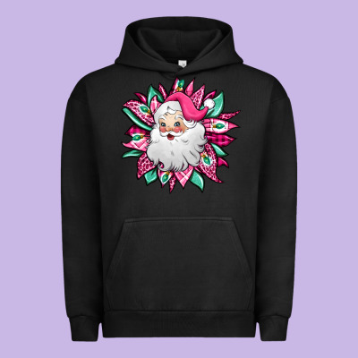 Pink Christmas Santa Claus Sunflower Urban Hoodie Designed By Jasminsmagicworld