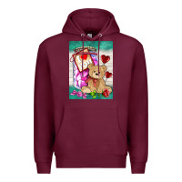Burgundy candy jar with bear  air Premium Hoodie - AdoDesignShop