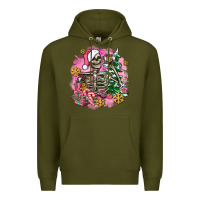 Army Green pink coffee gifts christmas skeleton coffee Premium Hoodie - AdoDesignShop