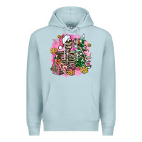 Blue Mist pink coffee gifts christmas skeleton coffee Premium Hoodie - AdoDesignShop