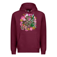 Burgundy pink coffee gifts christmas skeleton coffee Premium Hoodie - AdoDesignShop