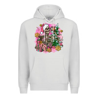 Dove Grey pink coffee gifts christmas skeleton coffee Premium Hoodie - AdoDesignShop
