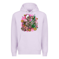 Lilac pink coffee gifts christmas skeleton coffee Premium Hoodie - AdoDesignShop