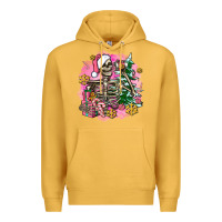 Mustard pink coffee gifts christmas skeleton coffee Premium Hoodie - AdoDesignShop