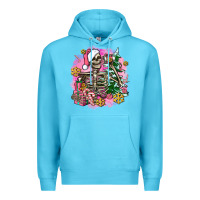 Ocean Blue pink coffee gifts christmas skeleton coffee Premium Hoodie - AdoDesignShop