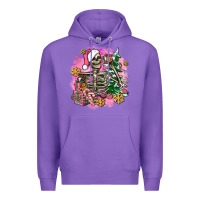 Purple pink coffee gifts christmas skeleton coffee Premium Hoodie - AdoDesignShop
