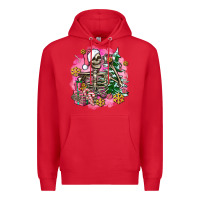 Red pink coffee gifts christmas skeleton coffee Premium Hoodie - AdoDesignShop