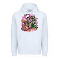 White pink coffee gifts christmas skeleton coffee Premium Hoodie - AdoDesignShop