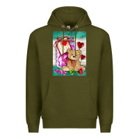Army Green candy jar with bear  air Premium Hoodie - AdoDesignShop