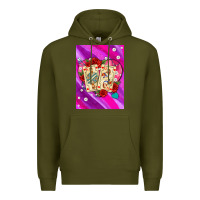 Army Green playing cards with pearls and glitter air Premium Hoodie - AdoDesignShop