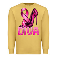 Antique Gold Breast Cancer Diva Ribbon and Heels Premium Sweatshirt - texasbilliewilder