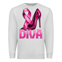 Dove Grey Breast Cancer Diva Ribbon and Heels Premium Sweatshirt - texasbilliewilder