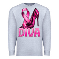 Heather Grey Breast Cancer Diva Ribbon and Heels Premium Sweatshirt - texasbilliewilder