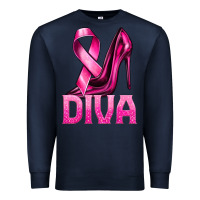 Navy Breast Cancer Diva Ribbon and Heels Premium Sweatshirt - texasbilliewilder