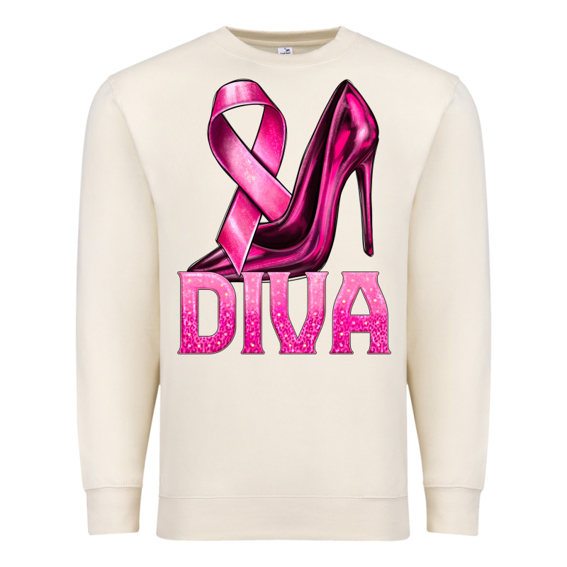 Breast Cancer Diva Ribbon And Heels Premium Sweatshirt by texasbilliewilder | Teevron