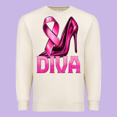 Breast Cancer Diva Ribbon And Heels Premium Sweatshirt Designed By Texasbilliewilder