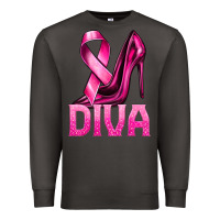 Smoke Breast Cancer Diva Ribbon and Heels Premium Sweatshirt - texasbilliewilder