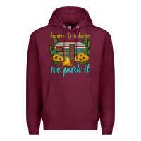 Burgundy home is where we park it Premium Hoodie - Artiststas
