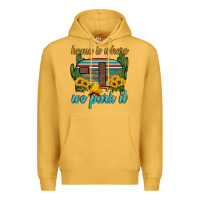 Mustard home is where we park it Premium Hoodie - Artiststas