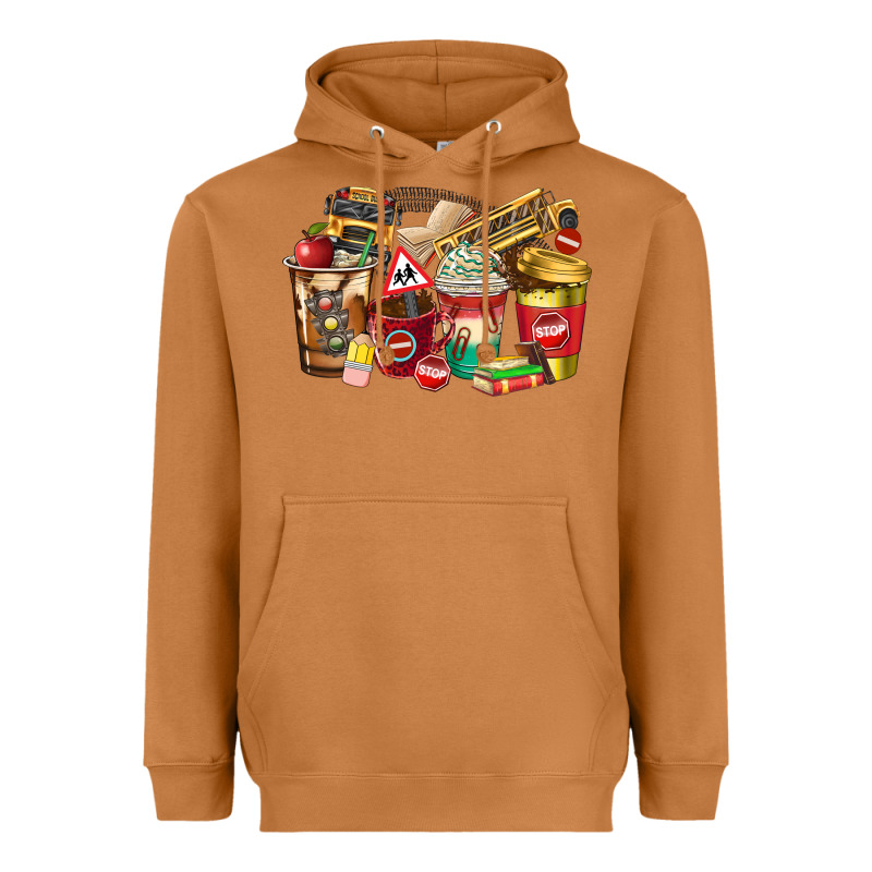 School Bus Driver Coffee Cups Heavyweight Hoodie by texasbilliewilder | Teevron