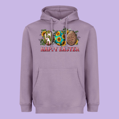Happy Easter Eggs With Sunflower Leopard And Cactus Heavyweight Hoodie Designed By Ranaportraitstore