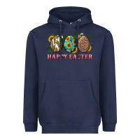 Navy happy easter eggs with sunflower leopard and cactus Heavyweight Hoodie - RanaPortraitStore